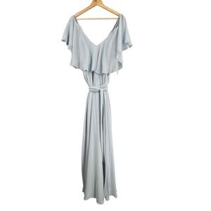 Jenny Packham Formal Dress JP1033 Mist Blue Maxi Spaghetti Straps Size 10 New